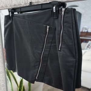 Black Asymmetrical leather skirt